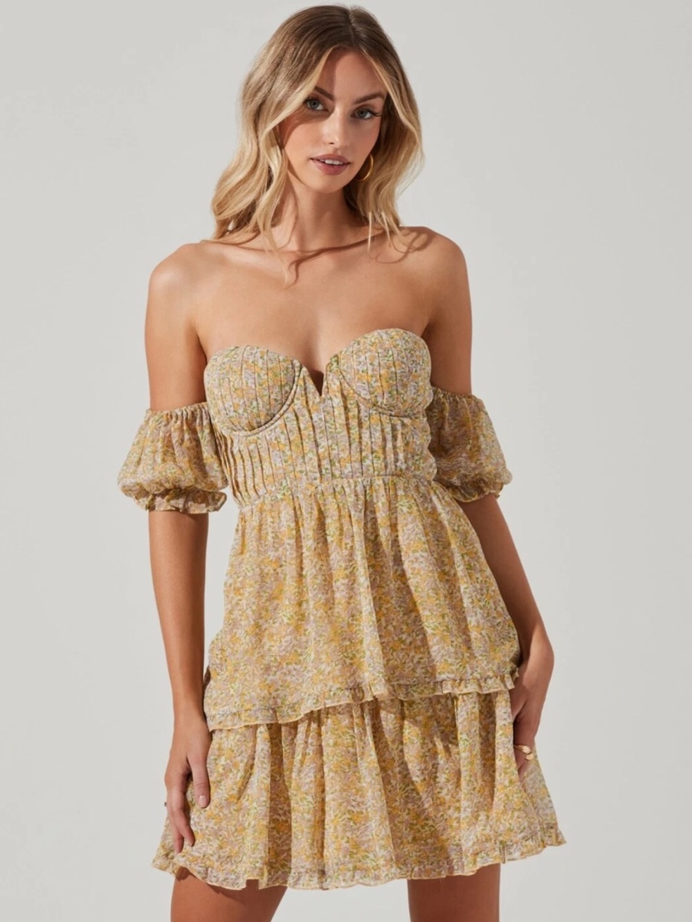 ASTR the label floral ruffle midi dress